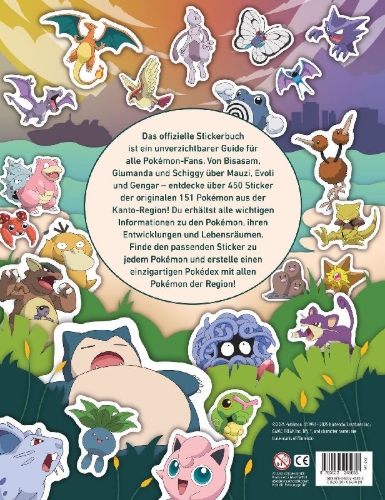 Buchcover und Innenansicht für das Buch: Pokémon: the official Sticker Book of the Kanto Region