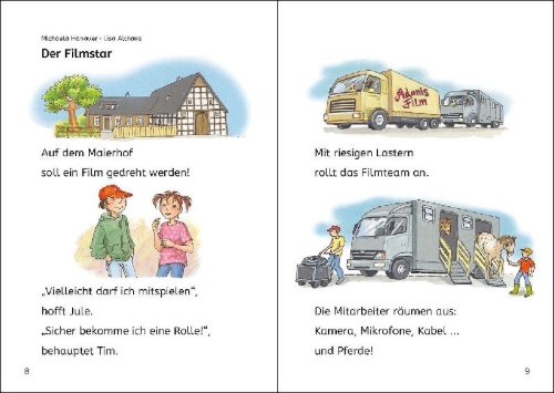 Buchcover und Innenansicht für das Buch: Die schönsten Leselöwen-Geschichten zum Lesenlernen - Ponys und Pferde