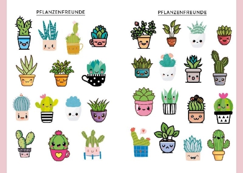 Buchcover und Innenansicht für das Buch: Kawaii Stickerbuch - Band 1