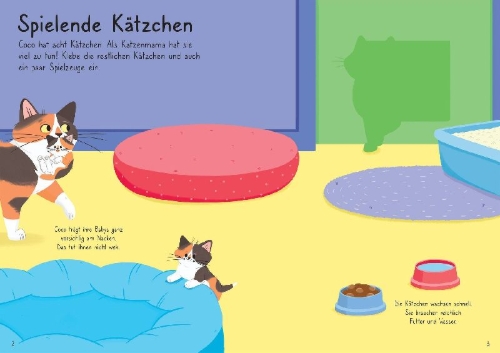 Buchcover und Innenansicht für das Buch: Mein Immer-wieder-Stickerbuch: Meine liebsten Katzen
