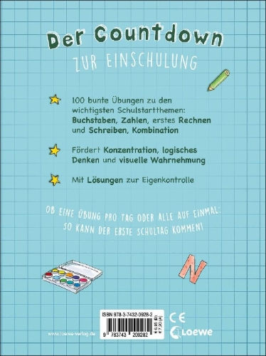 Buchcover und Innenansicht für das Buch: 100 Übungen bis zum Schulanfang