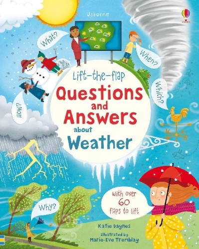 Buchcover und Innenansicht für das Buch: Lift-the-flap Questions and Answers about Weather