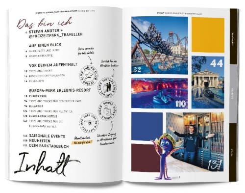 Buchcover und Innenansicht für das Buch: GuideMe Reiseführer Europa-Park Freizeitpark Guide