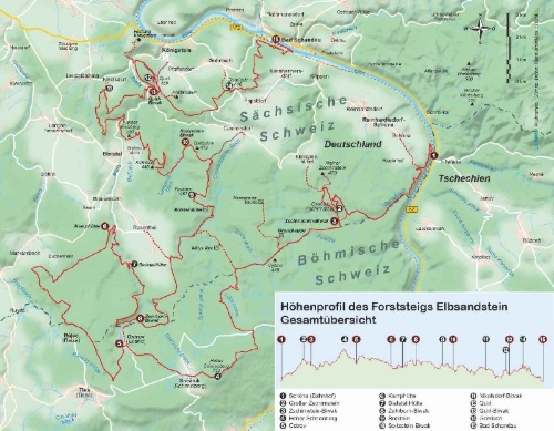 Buchcover und Innenansicht für das Buch: Forststeig Elbsandstein von Schöna nach Bad Schandau