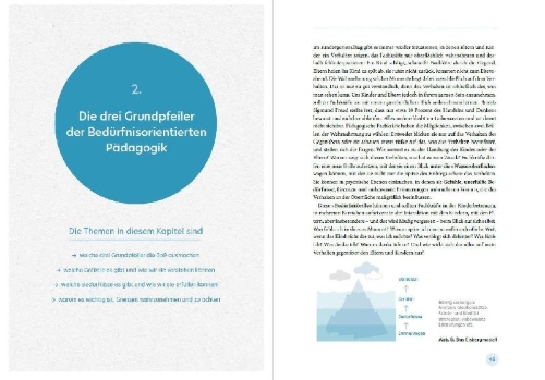 Buchcover und Innenansicht für das Buch: Kinder achtsam und bedürfnisorientiert begleiten