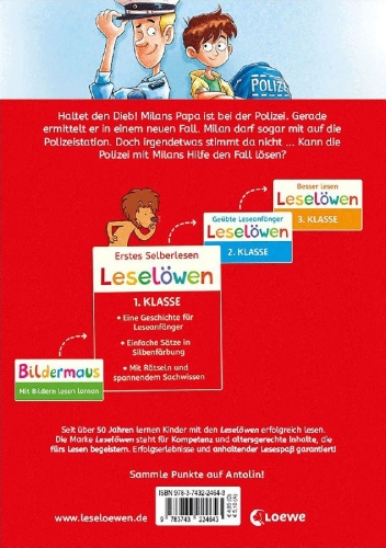 Buchcover und Innenansicht für das Buch: Leselöwen 1. Klasse - Ein spannender Fall für die Polizei