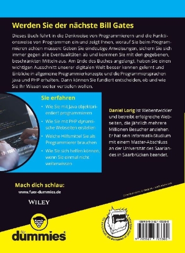 Buchcover und Innenansicht für das Buch: Programmieren lernen für Dummies