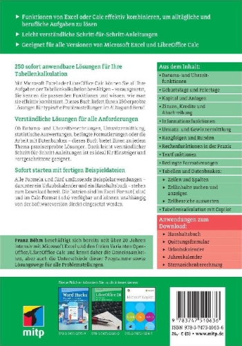Buchcover und Innenansicht für das Buch: Excel Hacks - Formeln und Funktionen