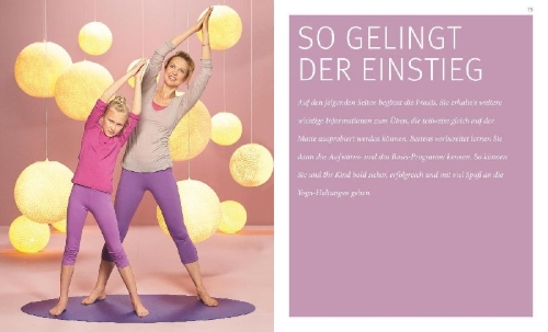 Buchcover und Innenansicht für das Buch: Yoga für Kinder (mit DVD)