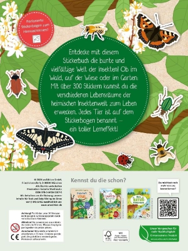 Buchcover und Innenansicht für das Buch: Naturforscher-Kids - Stickerheft Insekten