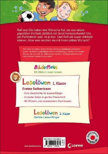 Buchcover und Innenansicht für das Buch: Leselöwen 1. Klasse - Fußballstar und Dribbelkönig