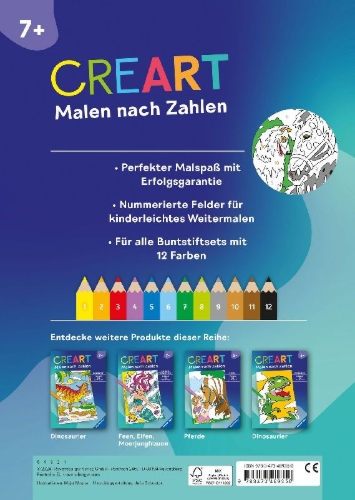 Buchcover und Innenansicht für das Buch: CreArt Malen nach Zahlen ab 7: Pferde