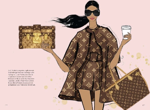 Buchcover und Innenansicht für das Buch: Louis Vuitton. The Illustrated World of a Fashion Icon