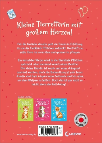 Buchcover und Innenansicht für das Buch: Daniels, L: Tierklinik Pfötchen 4 - Hilfe für den kranken We