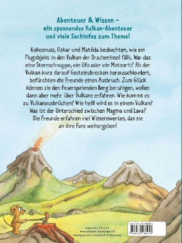 Buchcover und Innenansicht für das Buch: Der kleine Drache Kokosnuss - Abenteuer & Wissen - Vulkane