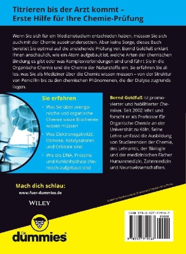 Buchcover und Innenansicht für das Buch: Chemie für Mediziner für Dummies