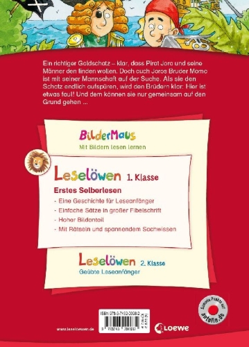 Buchcover und Innenansicht für das Buch: Leselöwen 1. Klasse - Der Goldschatz der Piraten