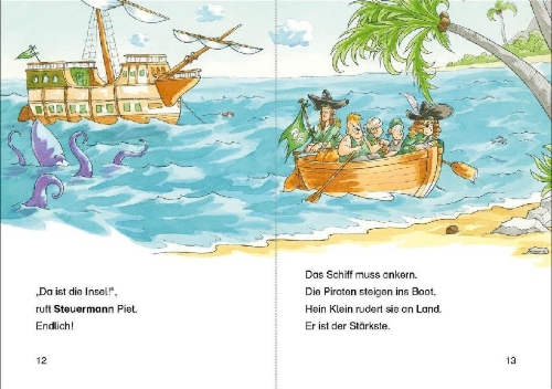 Buchcover und Innenansicht für das Buch: Leselöwen 1. Klasse - Der Goldschatz der Piraten
