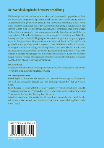 Buchcover und Innenansicht für das Buch: Netzwerkbildung in der Erwachsenenbildung