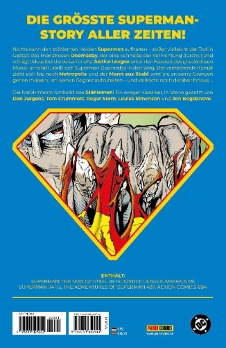 Buchcover und Innenansicht für das Buch: Superman: The Man of Steel 18-19; Justice League America 69: Superman 74-75; The Adventures of Superman 497; Action Comics 684