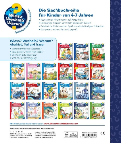 Buchcover und Innenansicht für das Buch: Wieso? Weshalb? Warum?, Band 42: Abschied, Tod und Trauer