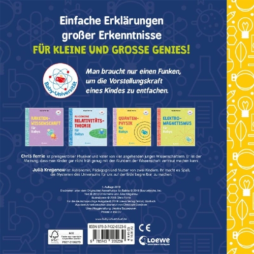Buchcover und Innenansicht für das Buch: Baby University: Astrophysics for Babies (OT)