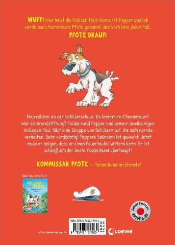 Buchcover und Innenansicht für das Buch: Kommissar Pfote (Band 8) - Jagd nach dem Feuerteufel