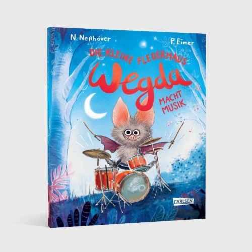 Buchcover und Innenansicht für das Buch: Die kleine Fledermaus Wegda: Wegda macht Musik
