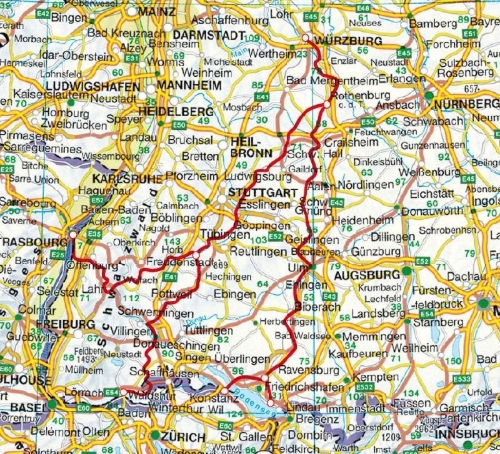 Buchcover und Innenansicht für das Buch: Südwestdeutsche Jakobswege