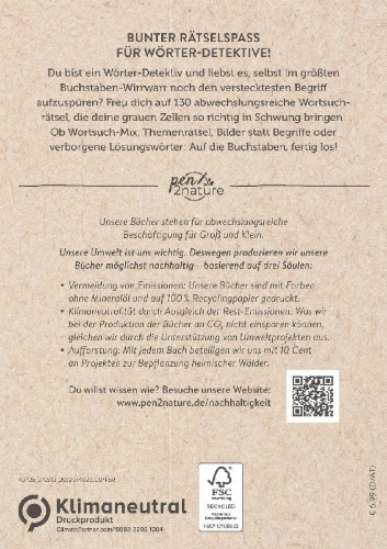 Buchcover und Innenansicht für das Buch: Wortsuchrätsel . bunt und abwechslungsreich