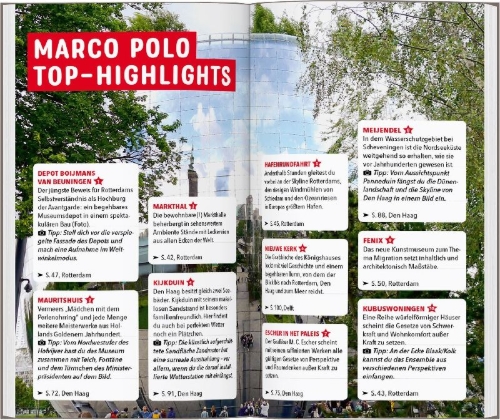 Buchcover und Innenansicht für das Buch: MARCO POLO Reiseführer Rotterdam & Den Haag, Delft