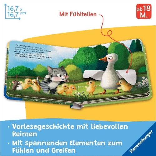 Buchcover und Innenansicht für das Buch: Mein erstes Vorlese-Fühlbuch - Bist du eine Katze?