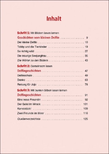Buchcover und Innenansicht für das Buch: Lesenlernen in 3 Schritten - Die schönsten Delfingeschichten