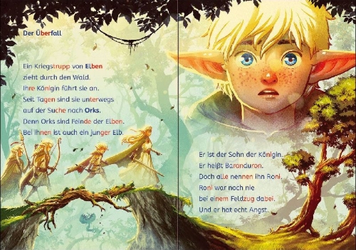 Buchcover und Innenansicht für das Buch: Leselöwen 2. Klasse - Gefahr im Schattenwald