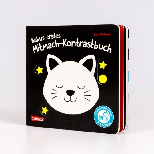 Buchcover und Innenansicht für das Buch: Babys erstes Mitmach-Kontrastbuch