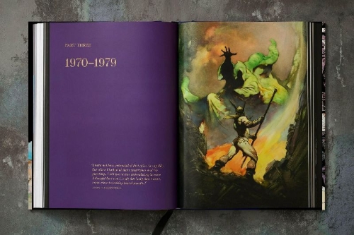 Buchcover und Innenansicht für das Buch: The Fantastic Worlds of Frank Frazetta