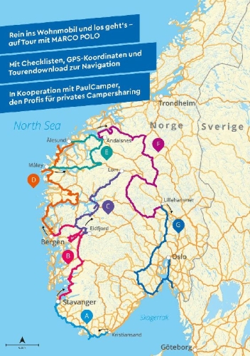 Buchcover und Innenansicht für das Buch: MARCO POLO Camper Guide Südnorwegen