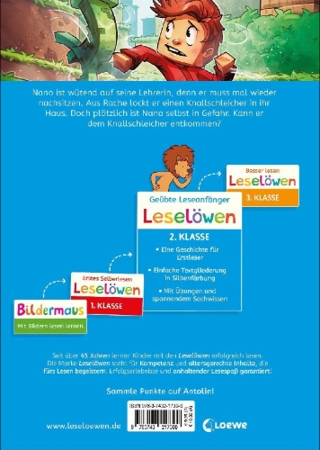 Buchcover und Innenansicht für das Buch: Leselöwen 2. Klasse - Nano und der Knallschleicher