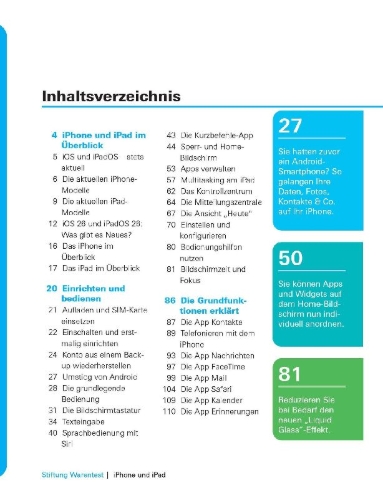 Buchcover und Innenansicht für das Buch: iPhone und iPad
