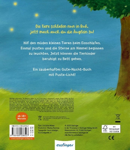 Buchcover und Innenansicht für das Buch: Mein Puste-Licht-Buch: Wenn im Dunkeln Sterne funkeln