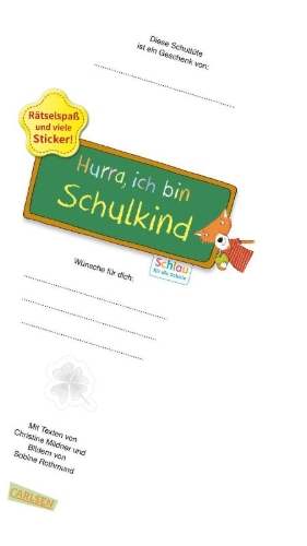 Buchcover und Innenansicht für das Buch: Schlau für die Schule: Lustige Rätsel zum Schulanfang (Schultüte blau)