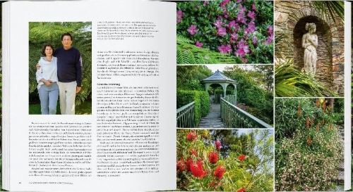Buchcover und Innenansicht für das Buch: Die wunderbaren Gärten von Cornwall
