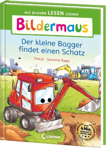 Buchcover und Innenansicht für das Buch: Bildermaus - Der kleine Bagger findet einen Schatz