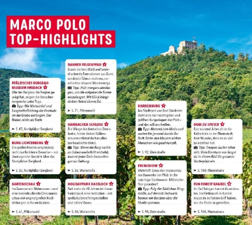 Buchcover und Innenansicht für das Buch: MARCO POLO Reiseführer Pfalz