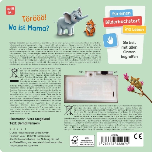 Buchcover und Innenansicht für das Buch: Hör mal hin - Törööö! Bist du meine Mama?