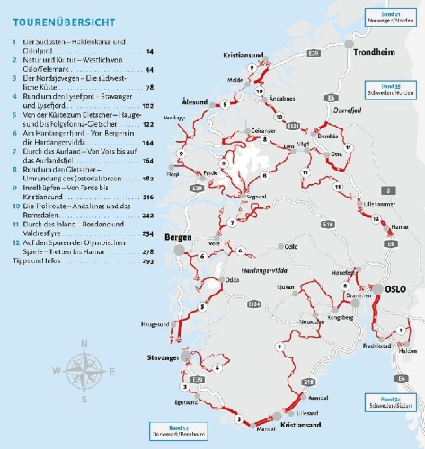 Buchcover und Innenansicht für das Buch: Entdeckertouren mit dem Wohnmobil Norwegen Der Süden