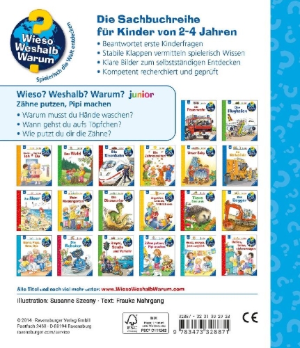 Buchcover und Innenansicht für das Buch: Wieso? Weshalb? Warum? junior, Band 52: Zähne putzen, Pipi machen