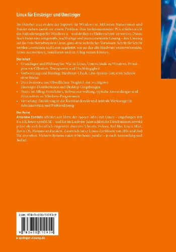 Buchcover und Innenansicht für das Buch: Linux für Einsteiger und Umsteiger