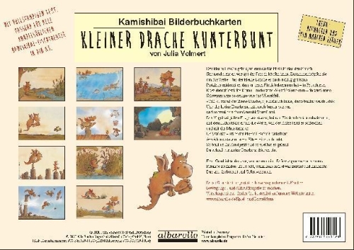 Buchcover und Innenansicht für das Buch: Kamishibai Bilderbuchkarten 'Kleiner Drache Kunterbunt'