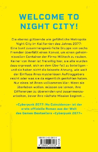Buchcover und Innenansicht für das Buch: Cyberpunk 2077: No Coincidence